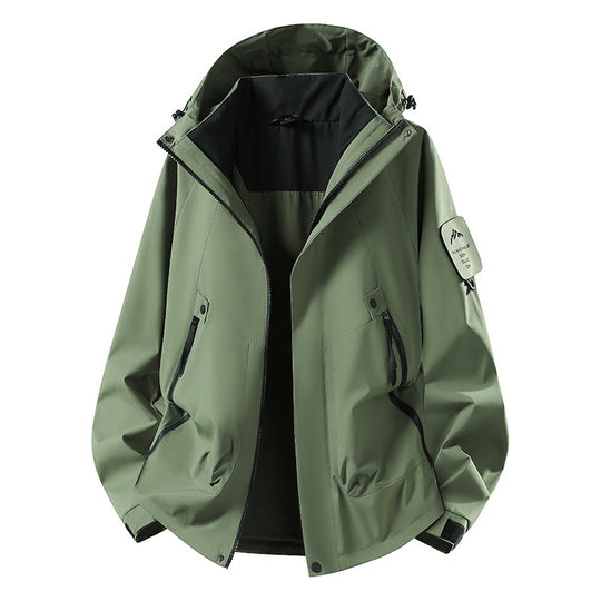 Herren Zwei-in-eins Wetterschutzjacke mit abnehmbarer Steppweste und verstellbarer Kapuze Shop Nory