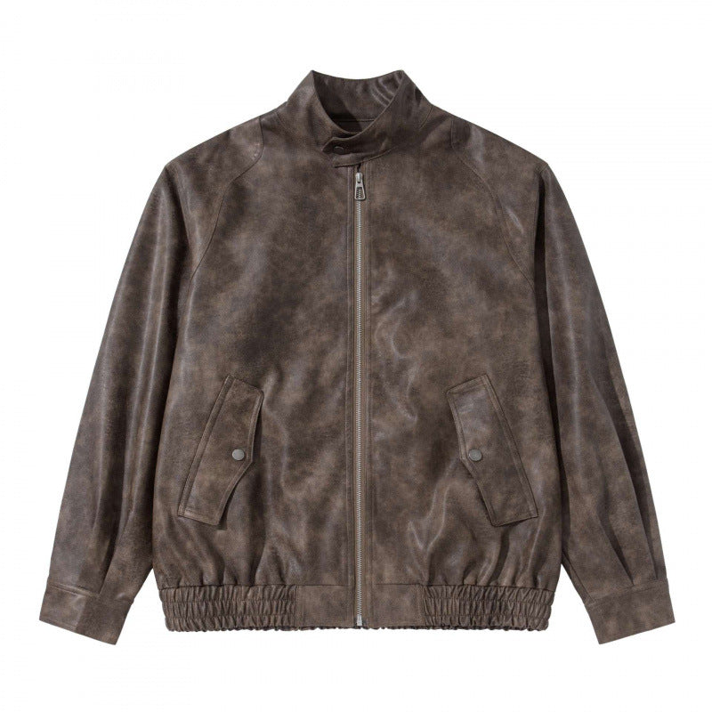 Herren Kurzblouson aus Veloursleder‑Optik mit Stehkragen, Raglanärmeln und elastischem Saum Shop Nory