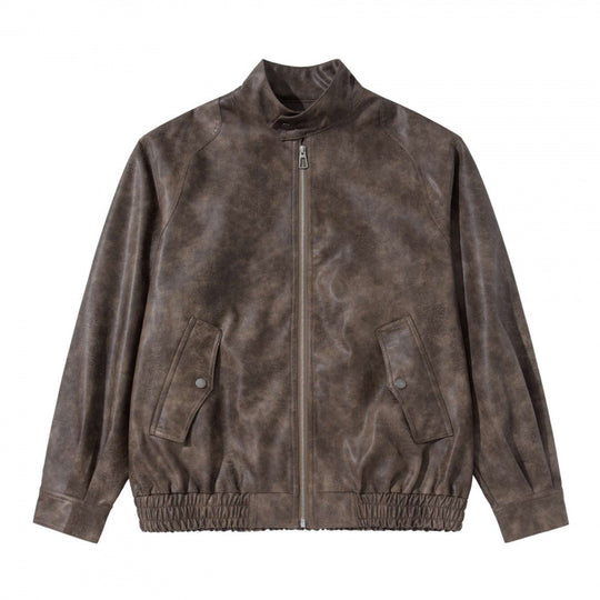 Herren Kurzblouson aus Veloursleder‑Optik mit Stehkragen, Raglanärmeln und elastischem Saum Shop Nory