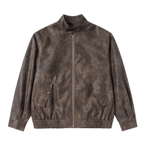 Herren Kurzblouson aus Veloursleder‑Optik mit Stehkragen, Raglanärmeln und elastischem Saum Shop Nory