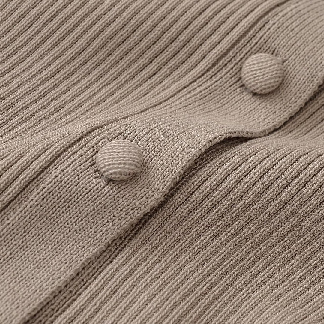 Damen Strukturierter Rippstrick-Cardigan mit Stehkragen und Taillennaht Shop Nory