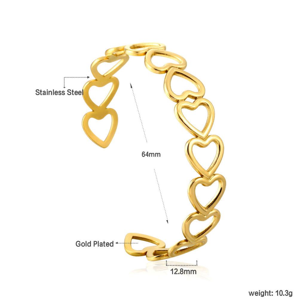 Damen offener Armreif mit floralen Mustern aus hochwertigem Edelstahl und goldplattierter Oberfläche Shop Nory