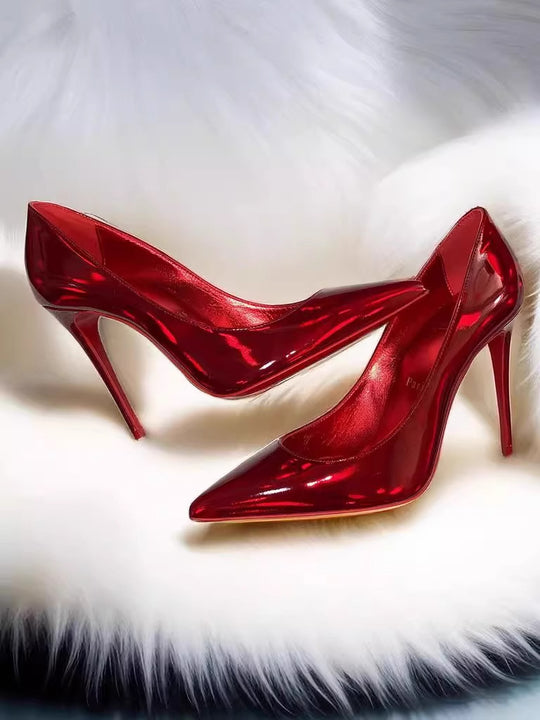 Damen spitze Lack-Pumps mit hohem Stiletto-Absatz Shop Nory