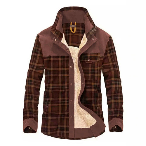 Herren Karo-Hemdjacke mit Teddyfutter und Wildlederimitat-Besatz Shop Nory