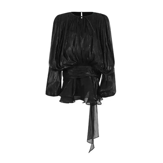 Damen Chiffon Minikleid mit eleganten Rüschendetails und verführerischem Wickeldesign Shopnory