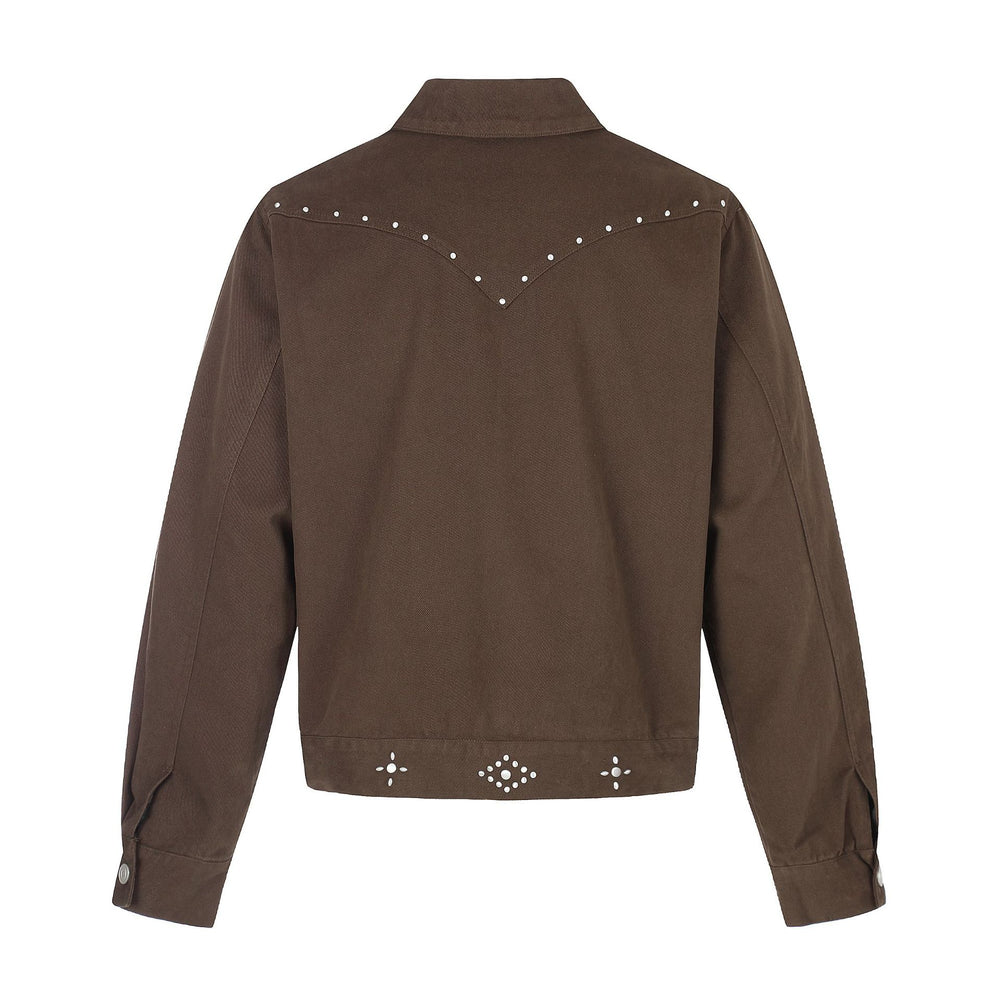 Damen Kurz geschnittene Western-inspirierte Blousonjacke mit Nietenapplikation Shop Nory