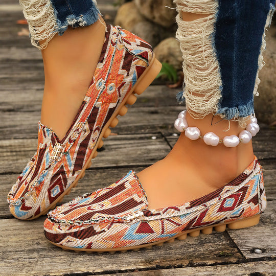 Damen Metallic Mokassin mit Noppenlaufsohle und Ziermetalldetail Shop Nory