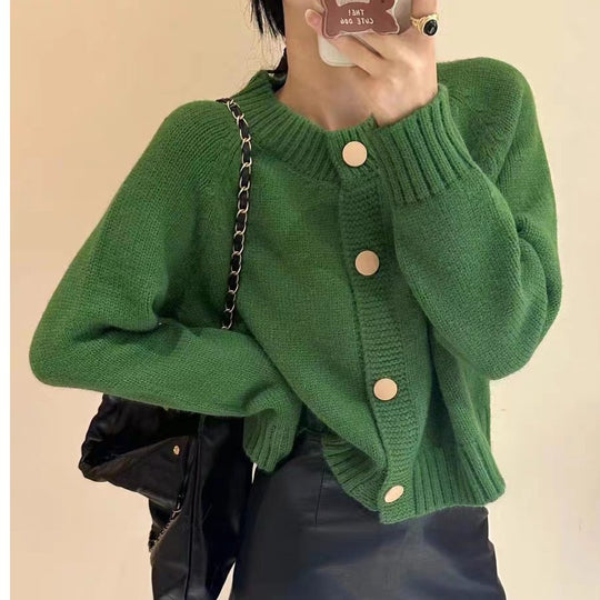 Damen Bequeme Strickjacke mit Knopfdetails Shop Nory