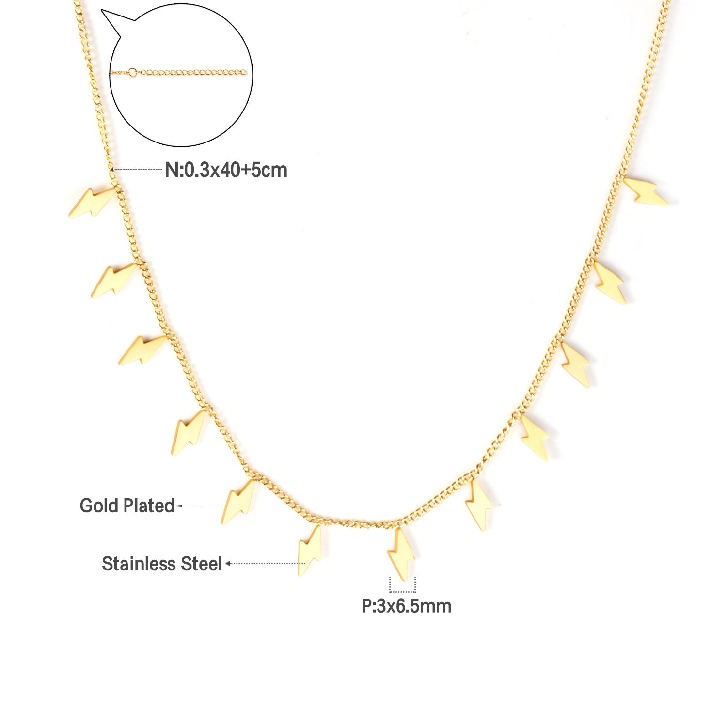 Damen elegante Goldplattierte Halskette mit geometrischen Anhängern Shop Nory