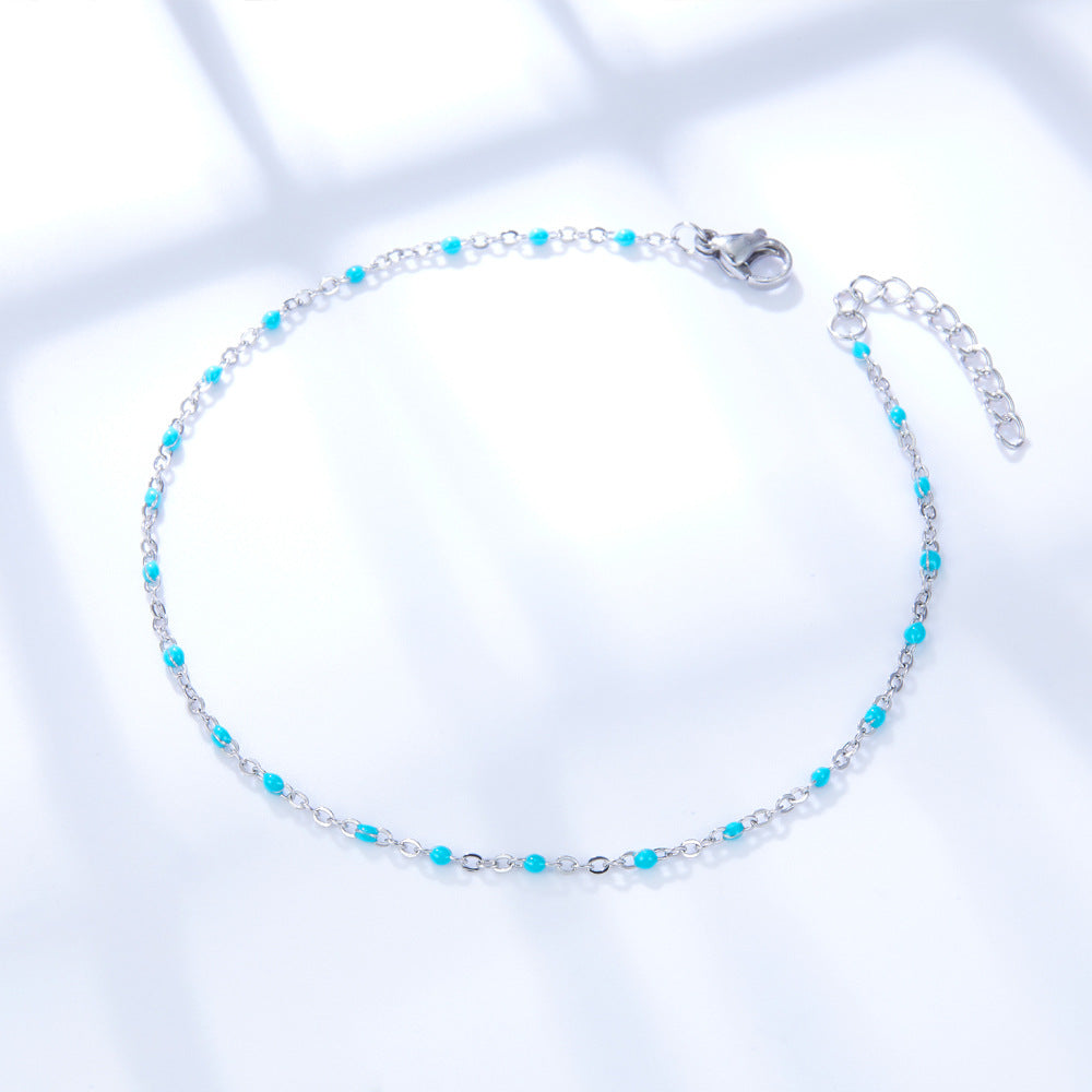 Damen Edelstahl Fußkette mit antiallergischen Perlen Shop Nory