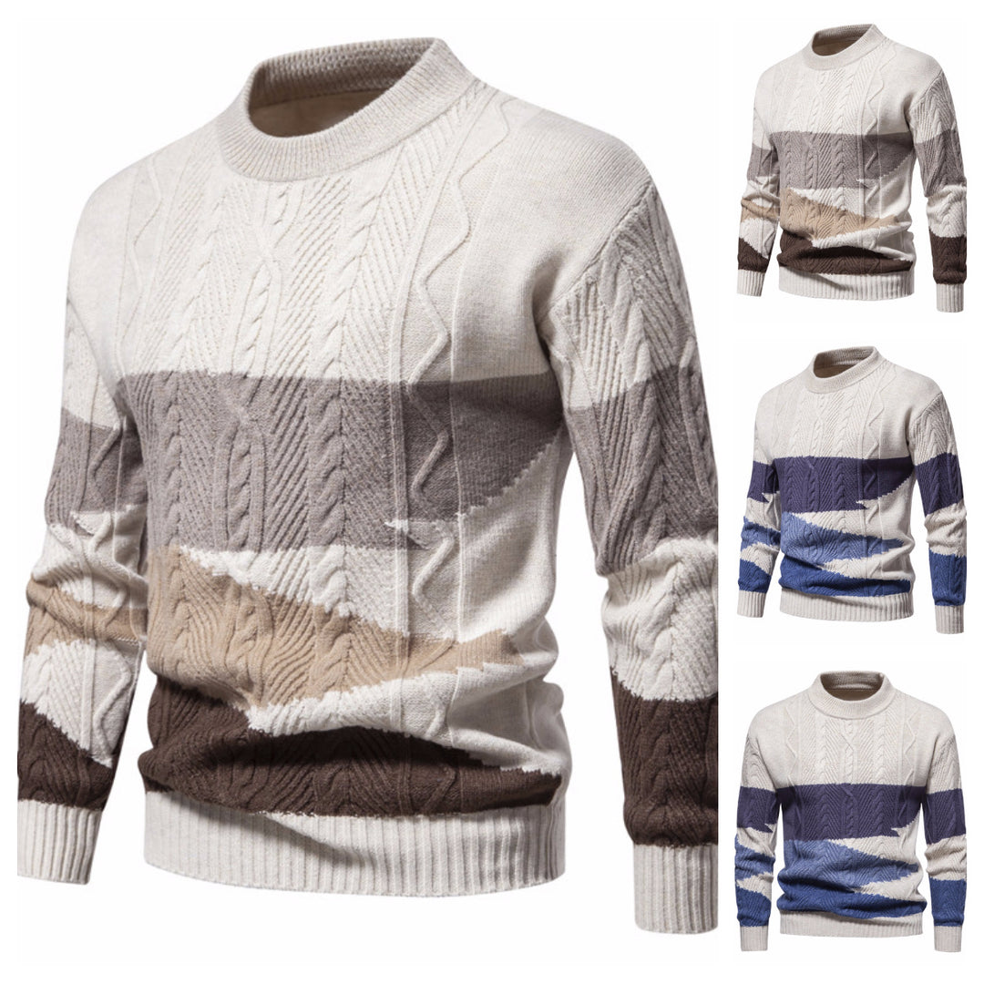 Herren Strukturiertes Colorblock Zopfstrick-Rollkragenpullover aus Baumwollmix Shop Nory