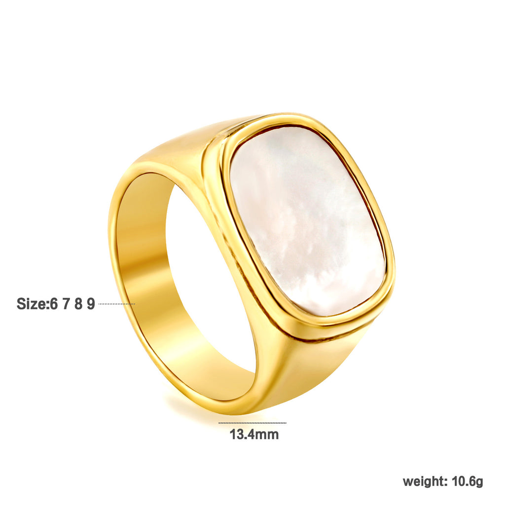 Damen Ring mit elegantem, rechteckigem Perlenanhänger Shop Nory