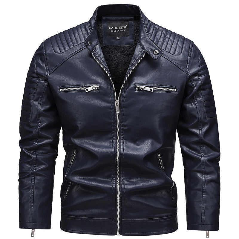 Herren Modische Kunstlederjacke mit Reißverschluss und strukturierten Akzenten Shop Nory