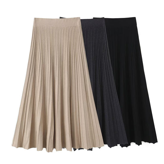 Damen Plissierter Maxi-Rock mit hohem Stretchbund Shop Nory