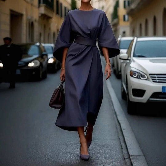 Midikleid Damen mit Puffärmeln