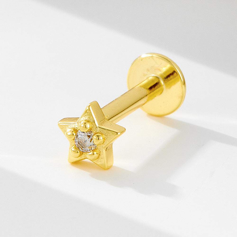 Opalbesetzter Tropfen-Labretpiercing Aus Edelstahl
