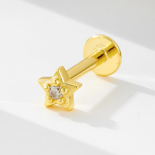 Opalbesetzter Tropfen-Labretpiercing Aus Edelstahl