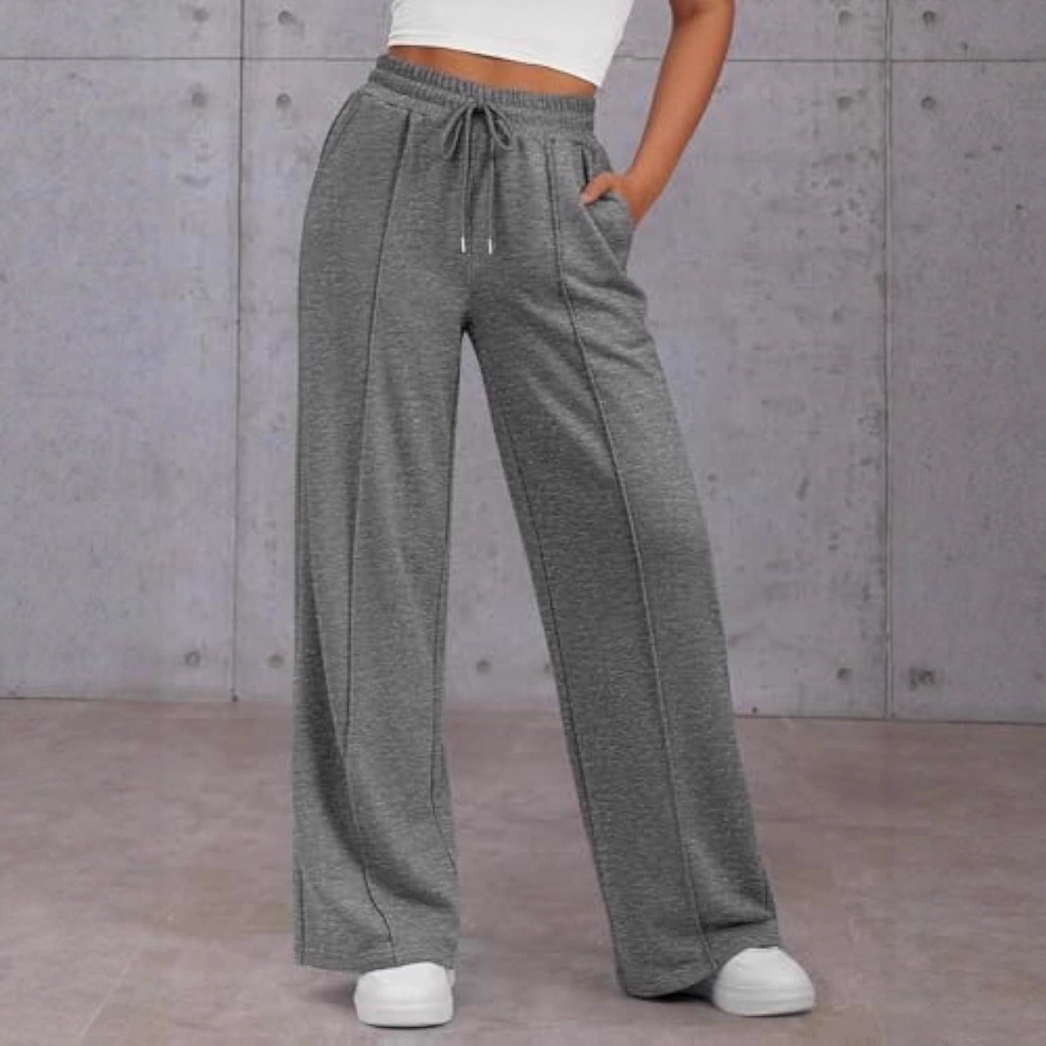 Damen Komfortable Weite Sweatpants mit elastischem Bund und praktischen Taschen