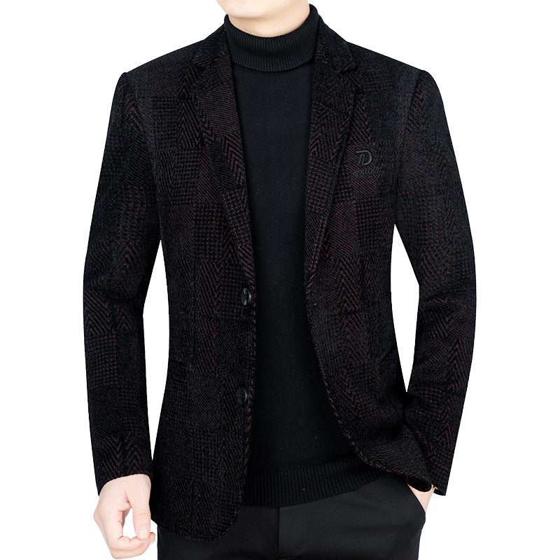 Herren Slim-Fit Samtstruktur-Sakko mit Glencheck-Optik Shop Nory