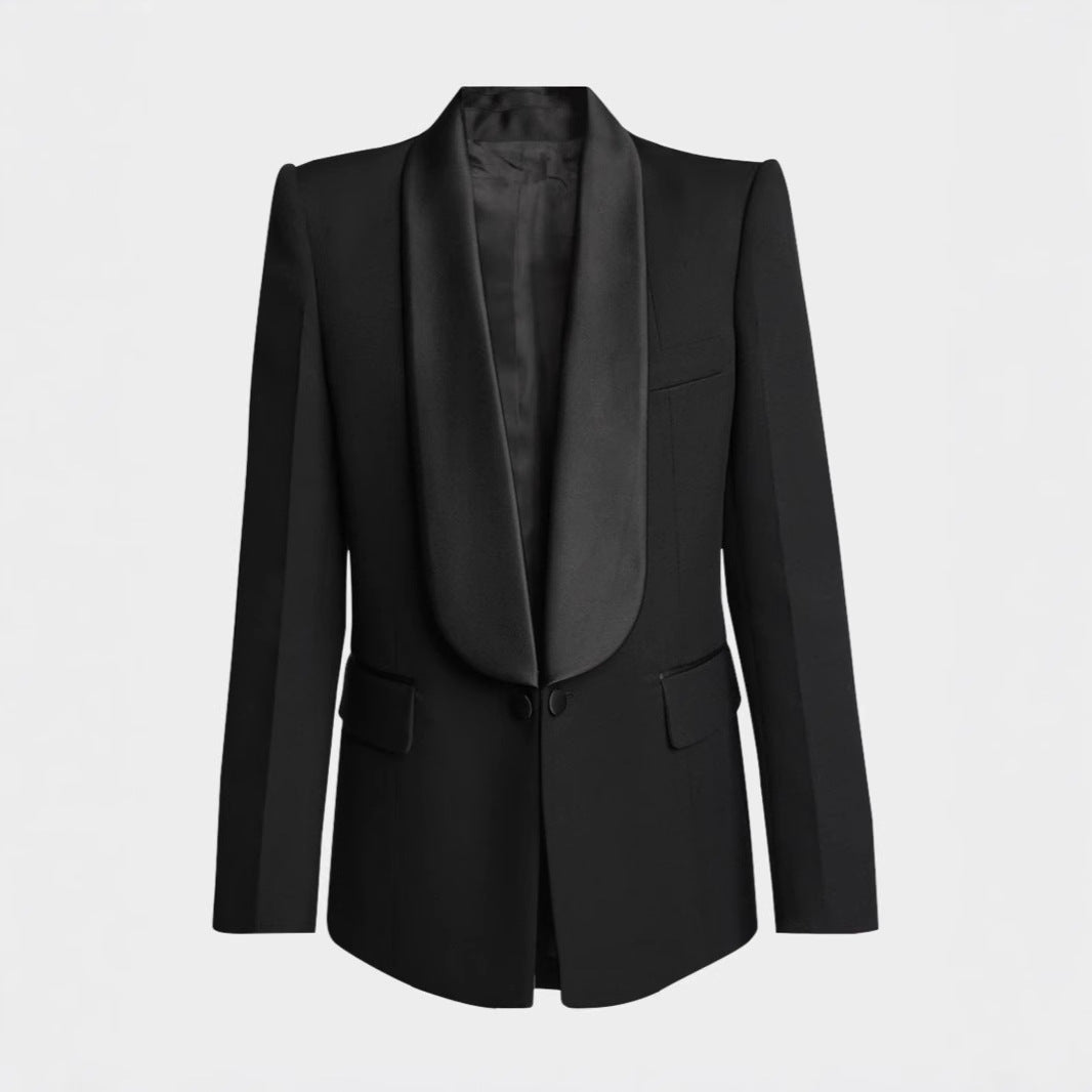 Damen Elegantes Smokingset mit Satin-Schalkragen und weitem Palazzohosen-Schnitt Shop Nory