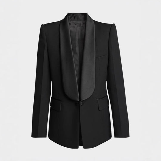 Damen Elegantes Smokingset mit Satin-Schalkragen und weitem Palazzohosen-Schnitt Shop Nory