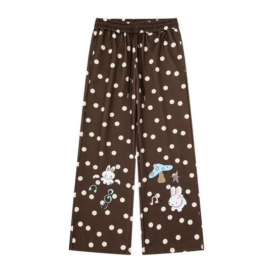Damen Weite Lounge‑Hose mit Komfortbund, Polka‑Dot‑Allover und verspieltem Cartoon-Print Shop Nory