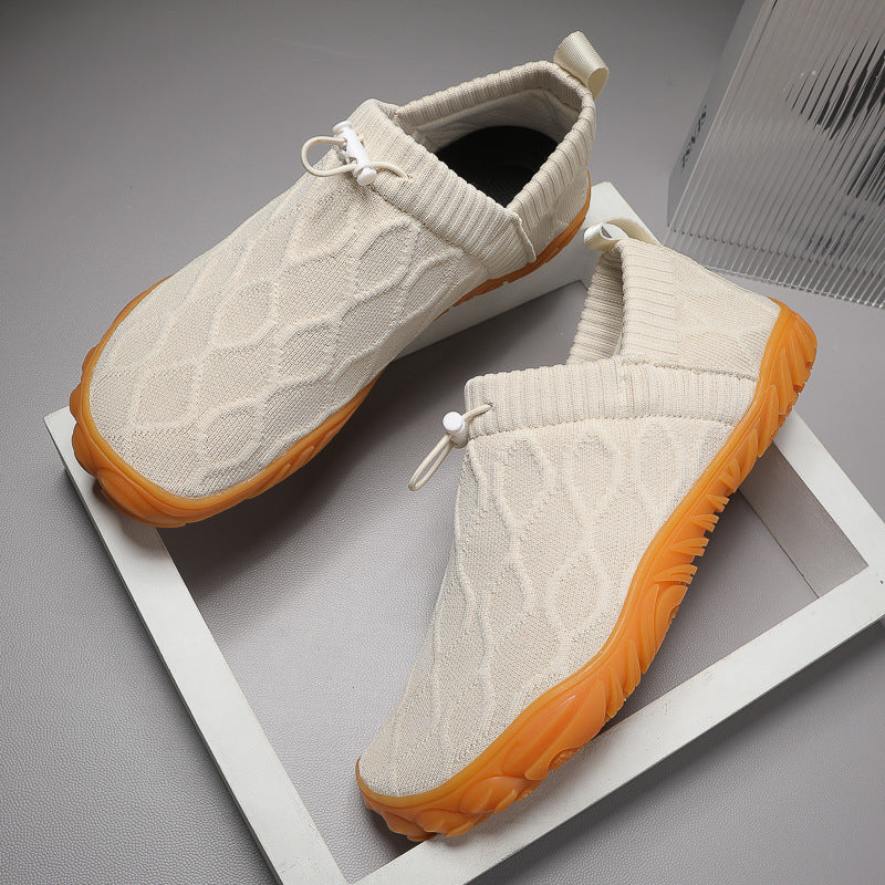 Herren gestrickte Slip-On Freizeitsneaker mit elastischem Schaft, Zuglasche und griffiger Gummisohle Shop Nory