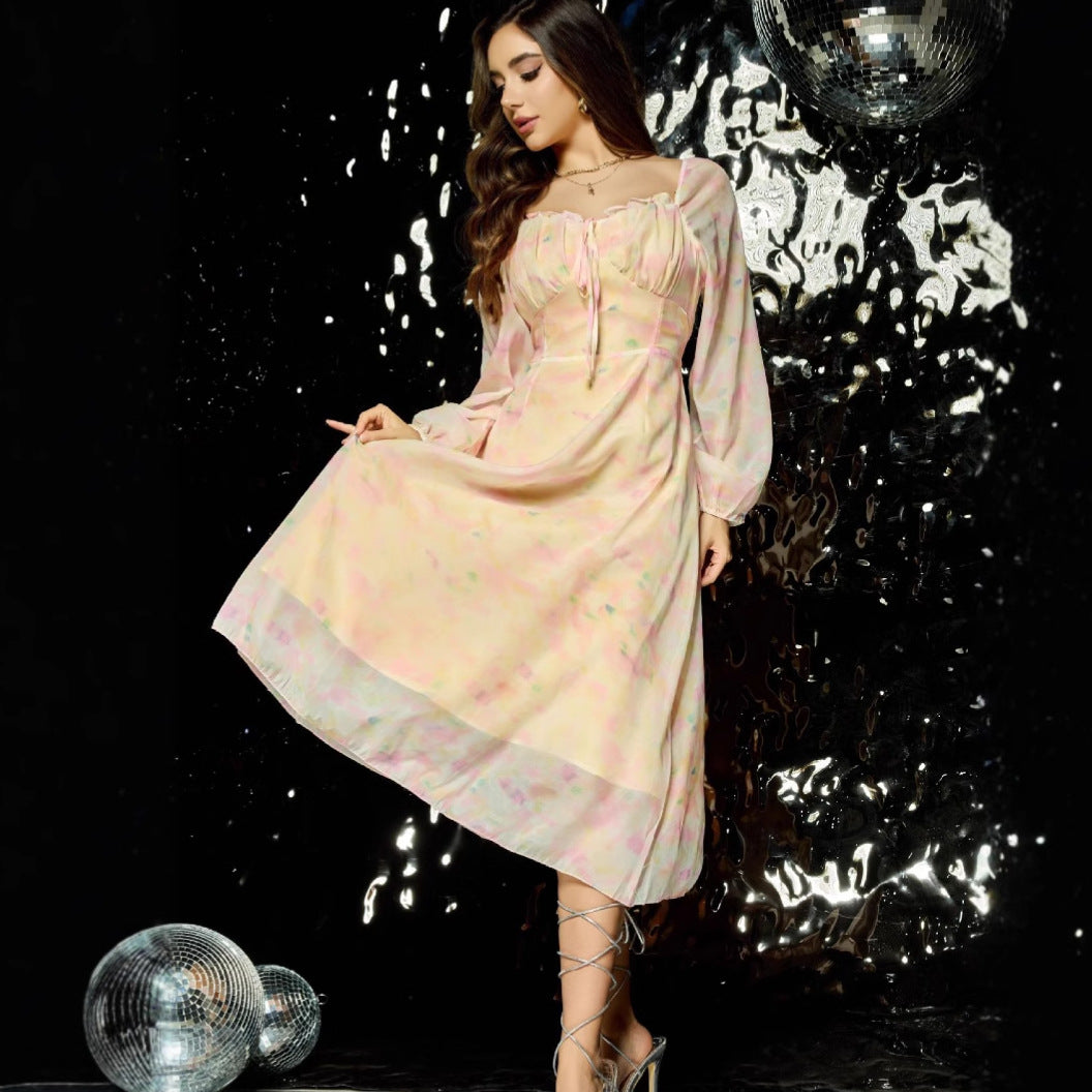 Damen Midikleid mit Corsagen-Bustier, Ballonärmeln und A-Linien-Rock Shop Nory