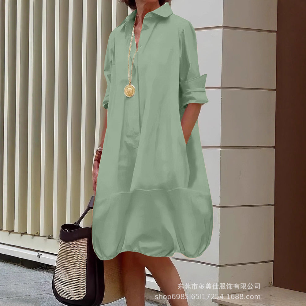 Damen lässiges Hemdkleid mit praktischen Seitentaschen und einem luftigen Schnitt