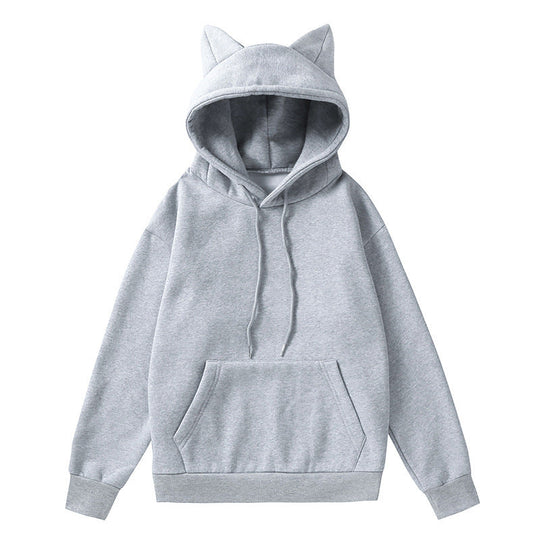 Damen Kapuzenpullover mit Katzenohren und weichem Innenfutter