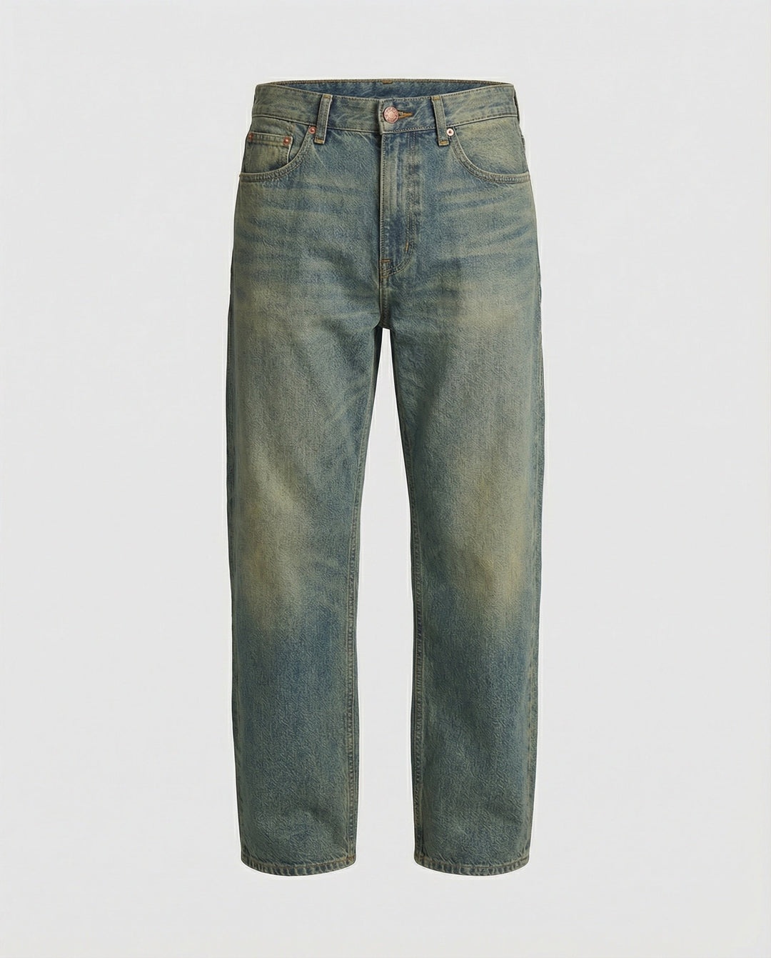 Herren Retro Jeans Straight Leg Washed Vibe High Street Denim Blau