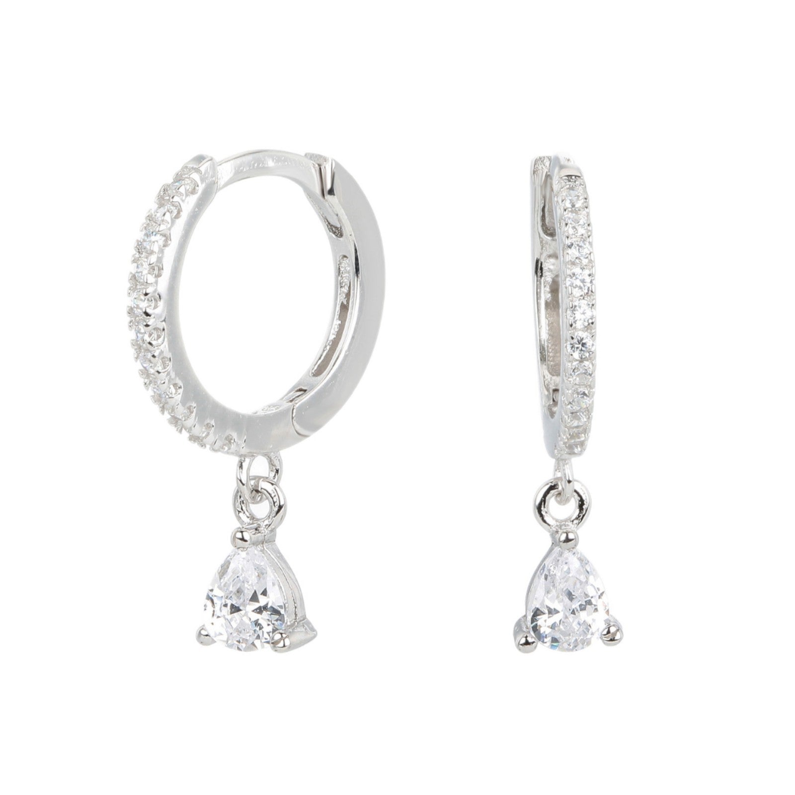 Damen Creolenohrringe mit funkelnden Aqua-Zirkon-Anhängern Shop Nory