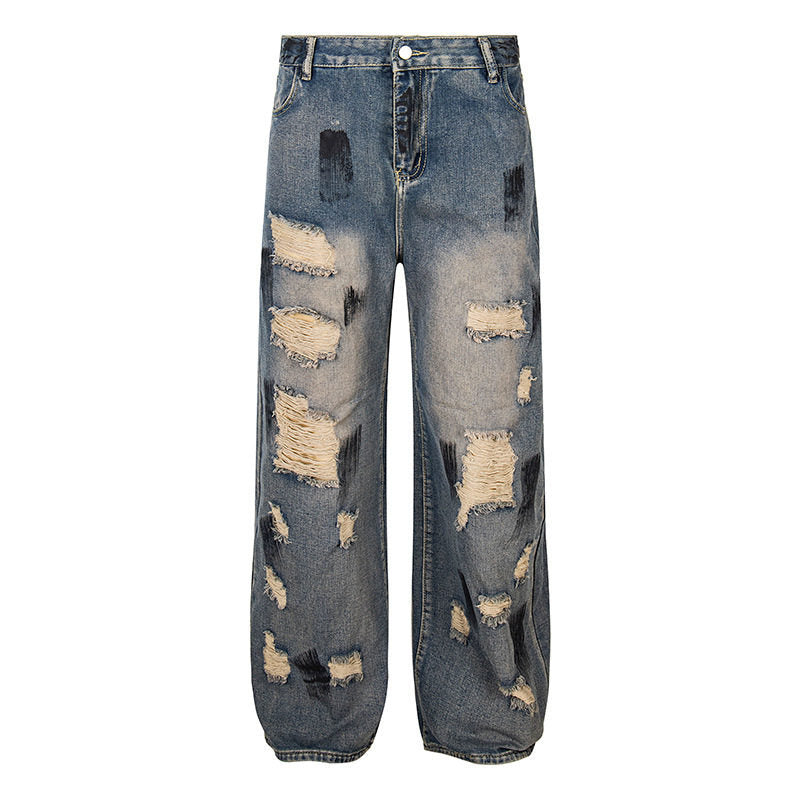 Damen Weite Destroyed-Jeans mit hohem Bund, Used‑Wash und Ballonsaum Shop Nory