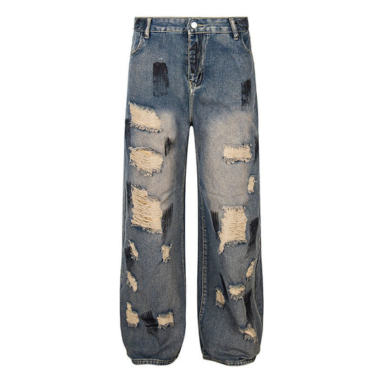 Damen Weite Destroyed-Jeans mit hohem Bund, Used‑Wash und Ballonsaum Shop Nory