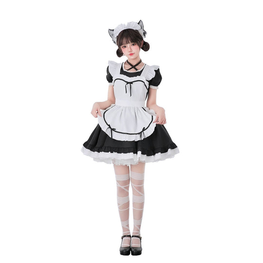 Damen verspieltes Dienstmädchenkleid mit Rüschendetails und verziertem Schürzenkleid Shop Nory