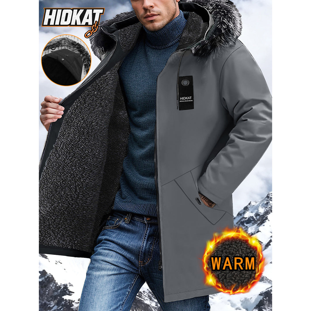 Herren Lange Winterjacke mit Kapuze und Kunstfellbesatz Shop Nory