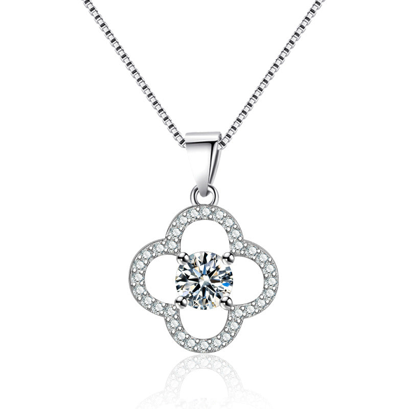 Damen Halskette mit floralem Design und funkelndem Zirkonia-Anhänger Shop Nory