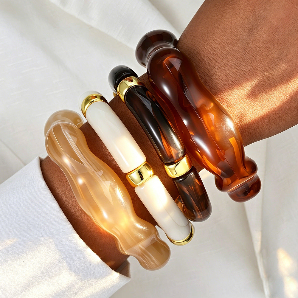Damen Armband-Set mit eleganten Acryl- und Metallakzenten Shop Nory