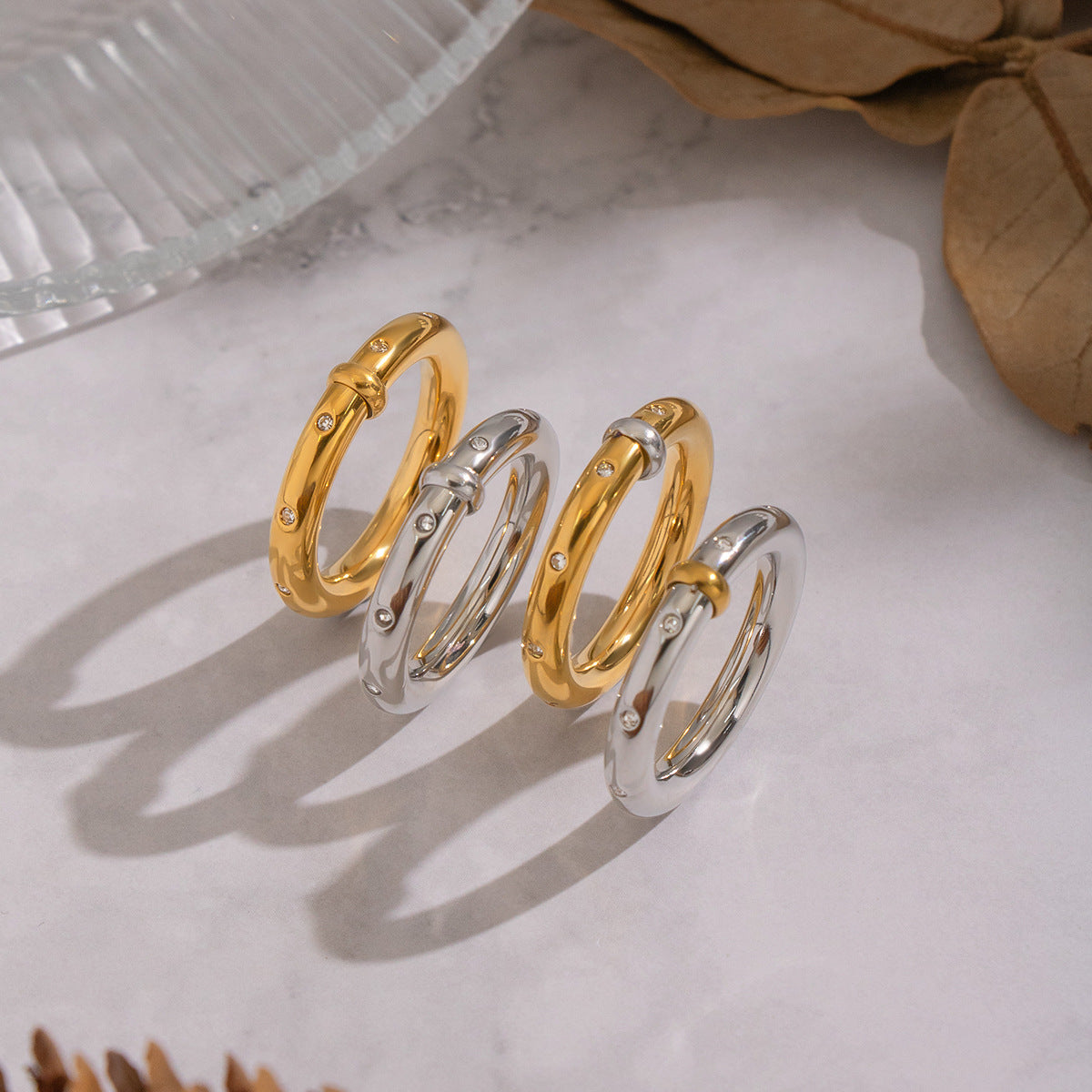 Damen Edelstahlring mit Zirkonia-Shop Nory