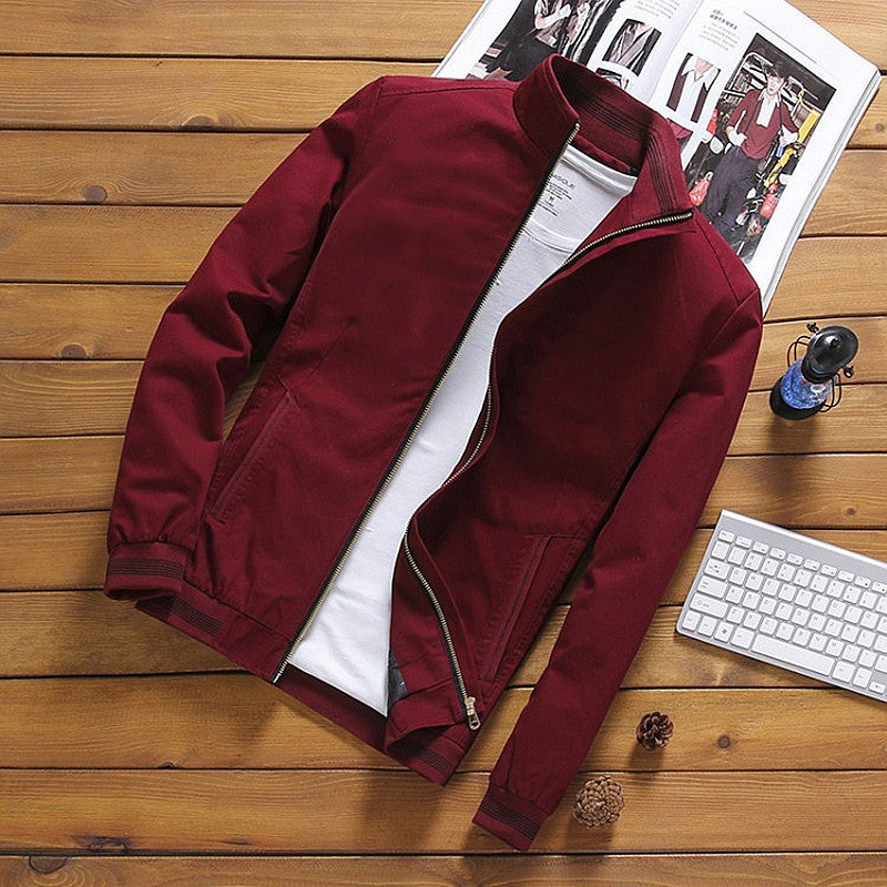 Herren leichter Baumwoll-Bomber mit Stehkragen, gerippten Bündchen und seitlichen Eingrifftaschen Shop Nory