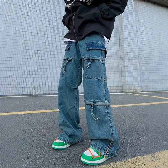 Herren Modische Cargo-Jeans mit Reißverschlüssen Shop Nory