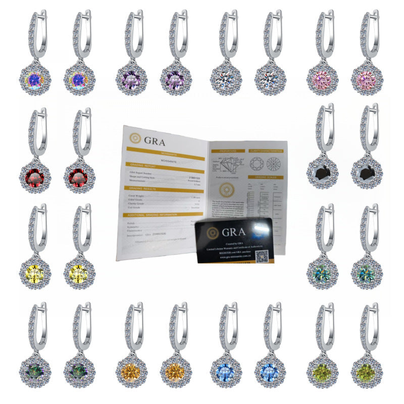 Damen Ohrhänger mit glitzernden Kristallen und rotem Design Shop Nory