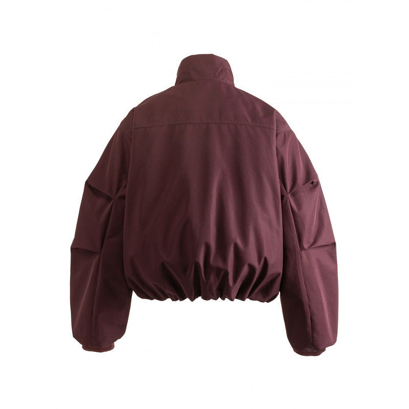 Unisex Boxy wattierte Bomberjacke mit hohem Stehkragen und aufgesetzten Pattentaschen Shop Nory
