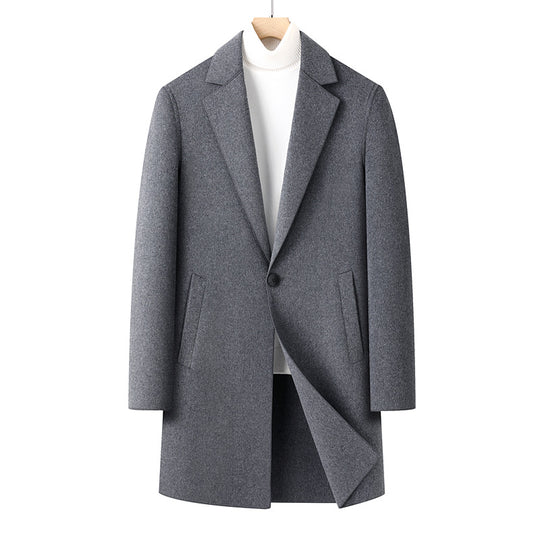 Herren Wollmantel Einreihiger Business-Übermantel mit klassischem Revers Shop Nory