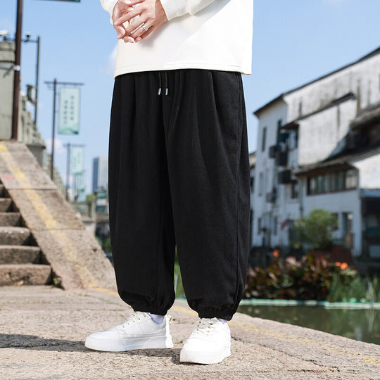 Herren Weite Cord-Loungehose mit Tunnelzug, gerippter Cordstruktur und elastischen Bündchen Shop Nory