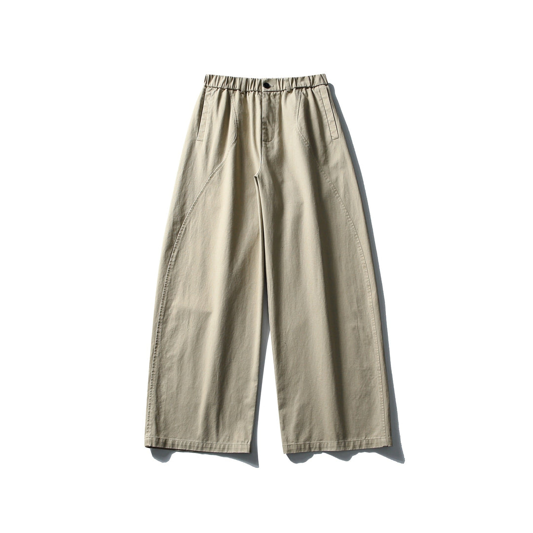 Damen Weite Cropped-Hose mit elastischem Bund und dekorativen Nahtpasse Shop Nory