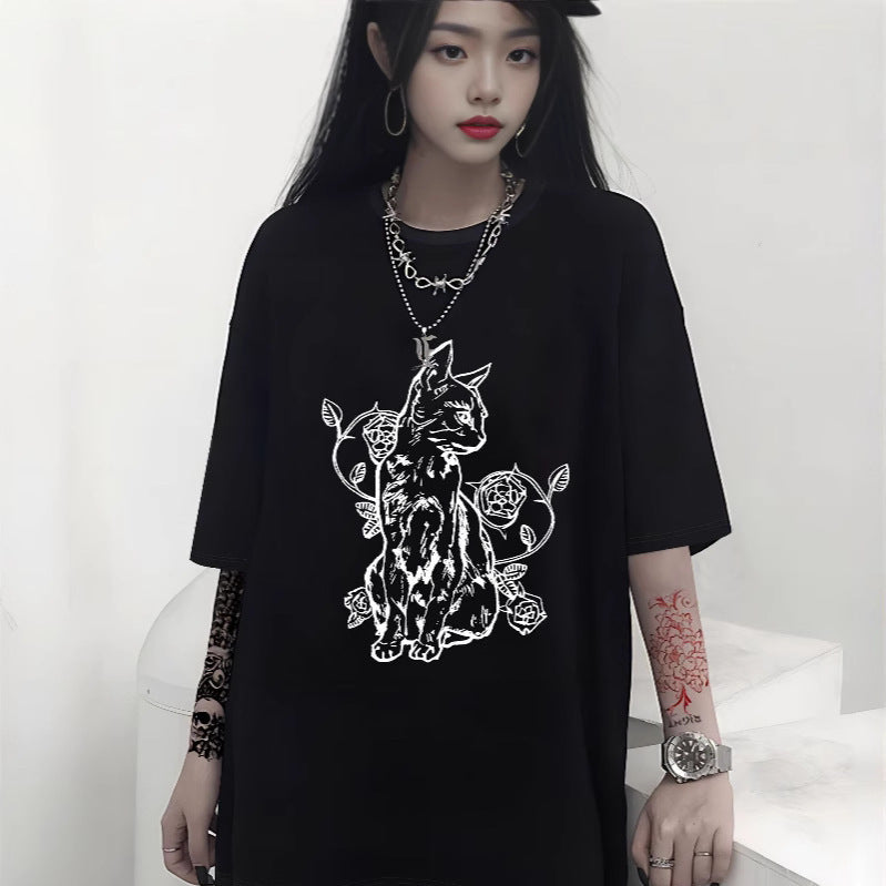 Damen Oversized T-Shirt mit dekorativem Schleifenmotiv Shopnory