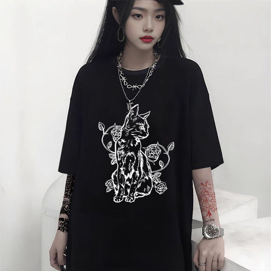 Damen Oversized T-Shirt mit dekorativem Schleifenmotiv Shopnory