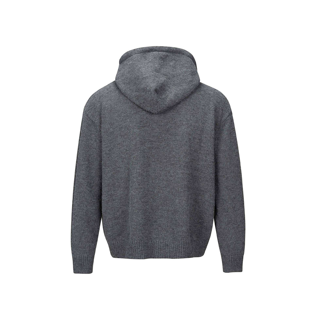 Unisex Kapuzen-Cardigan mit Knopfleiste, angerauter Strickstruktur und Rippbündchen Shop Nory