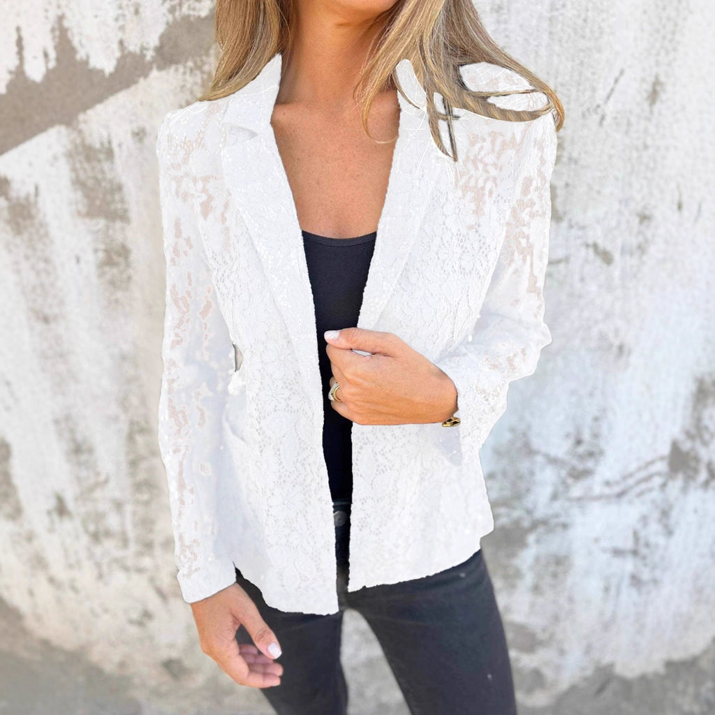 Damen Spitzenjacke mit lässigem Schnitt und eleganten Details Shopnory